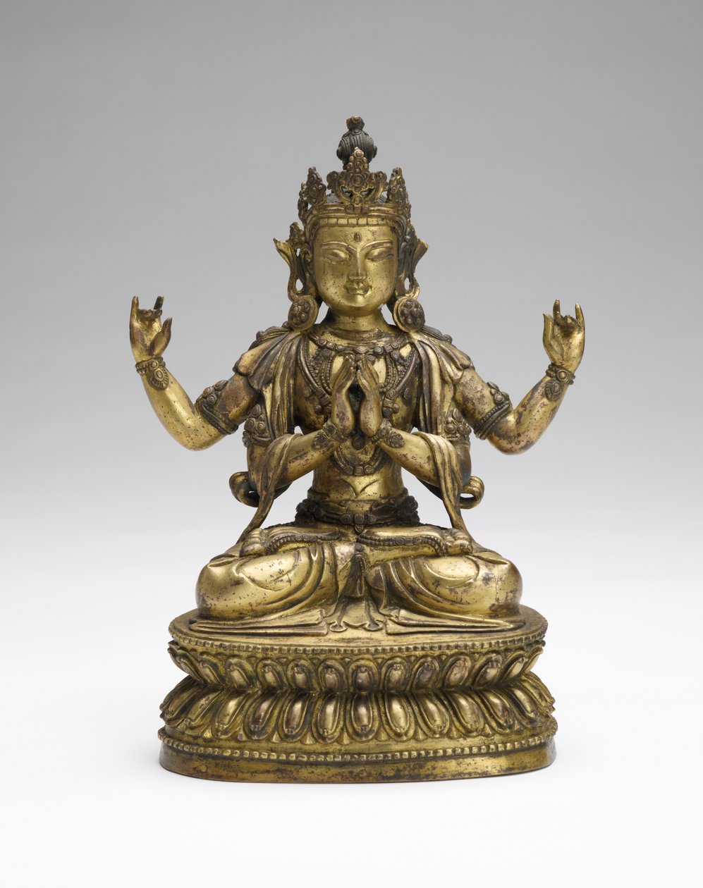सुखवती अवलोकितेश्वरा, १ early वीं शताब्दी की शुरुआत में १al वीं शताब्दी (सोने का तांबा मिश्र धातु) द्वारा तिब्बती स्कूल