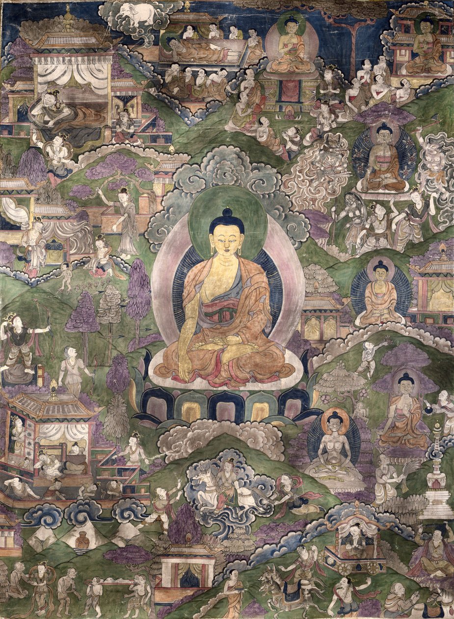 बुद्ध का थांगका (कैनवास पर गौचे) द्वारा तिब्बती स्कूल