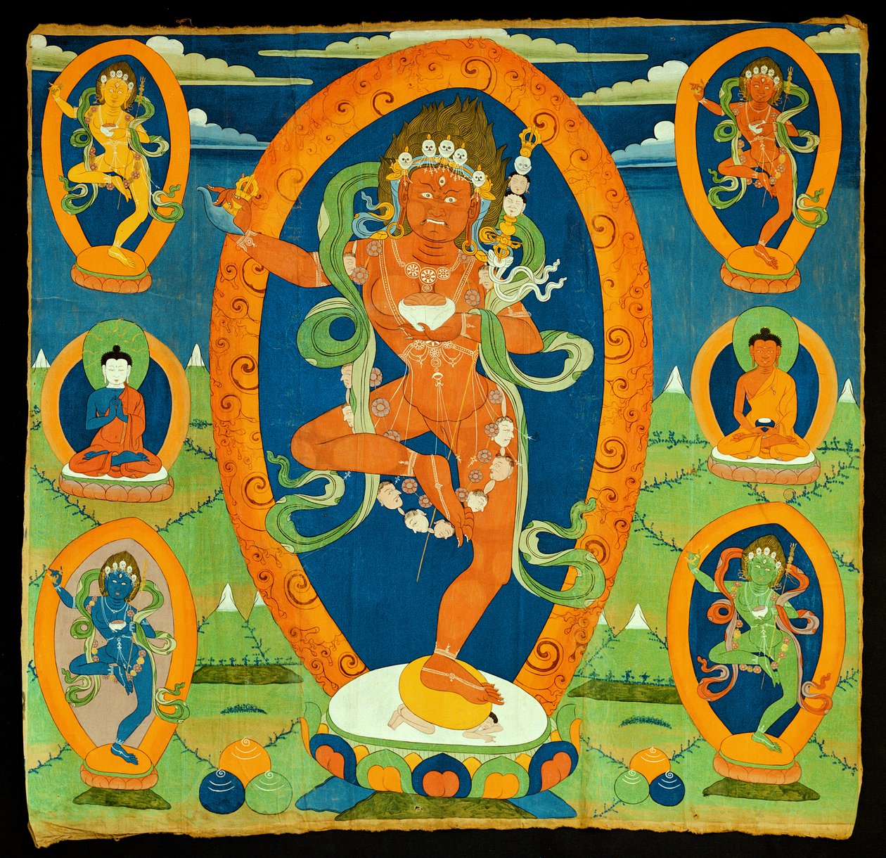 १२ वीं शताब्दी (तिब्बत पर ध्यान देने वाली) तिब्बती, डाकिनी वज्रराही (डू आरजे पाग मो) को चित्रित करती हुई द्वारा तिब्बती स्कूल