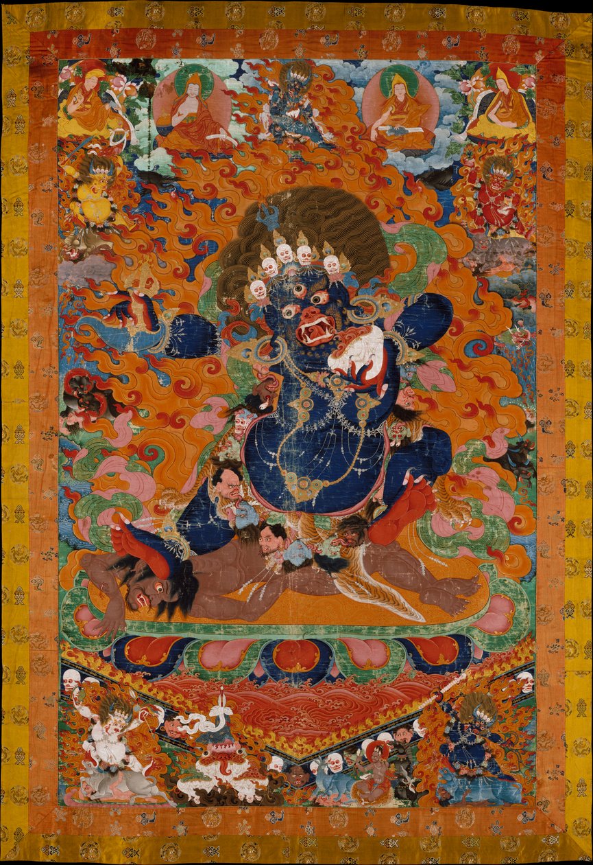 यमंतक, मृत्यु के देवता का नाश करने वाला, c.1700-30 द्वारा तिब्बती स्कूल