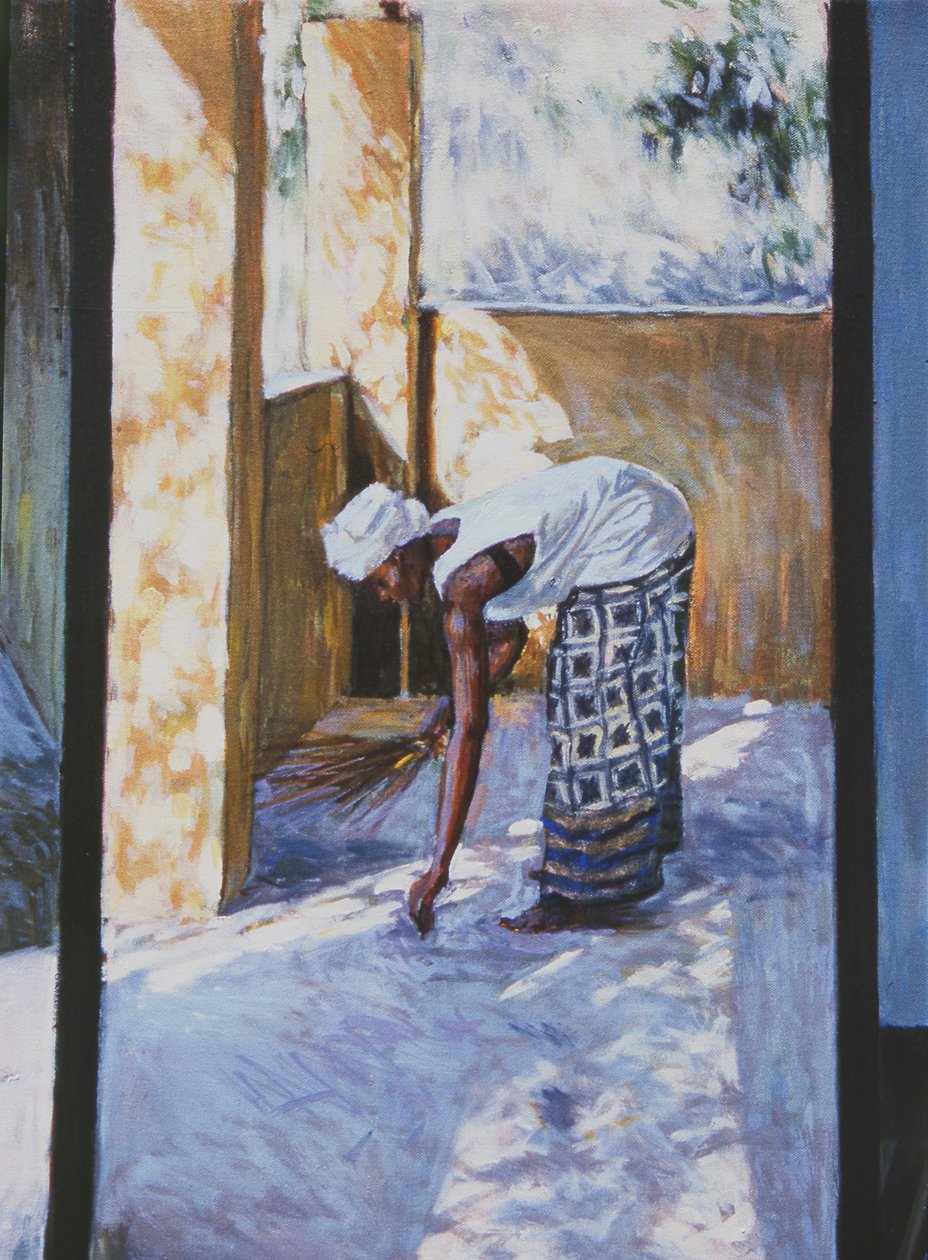 लड़की स्वीपिंग II, 2002 (तेल कैनवास) (188679, 188681 भी देखें) द्वारा टिली विलिस