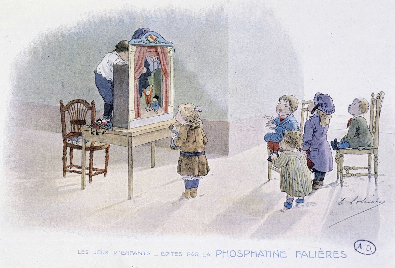 बच्चों के खेल: कठपुतली (Guignol?) - डेस। डी लोब्रिचोन, एड. फॉस्फेटाइन फेलिएरेस द्वारा, v.1920 द्वारा टिमोलियन-मैरी लॉब्रिकॉन