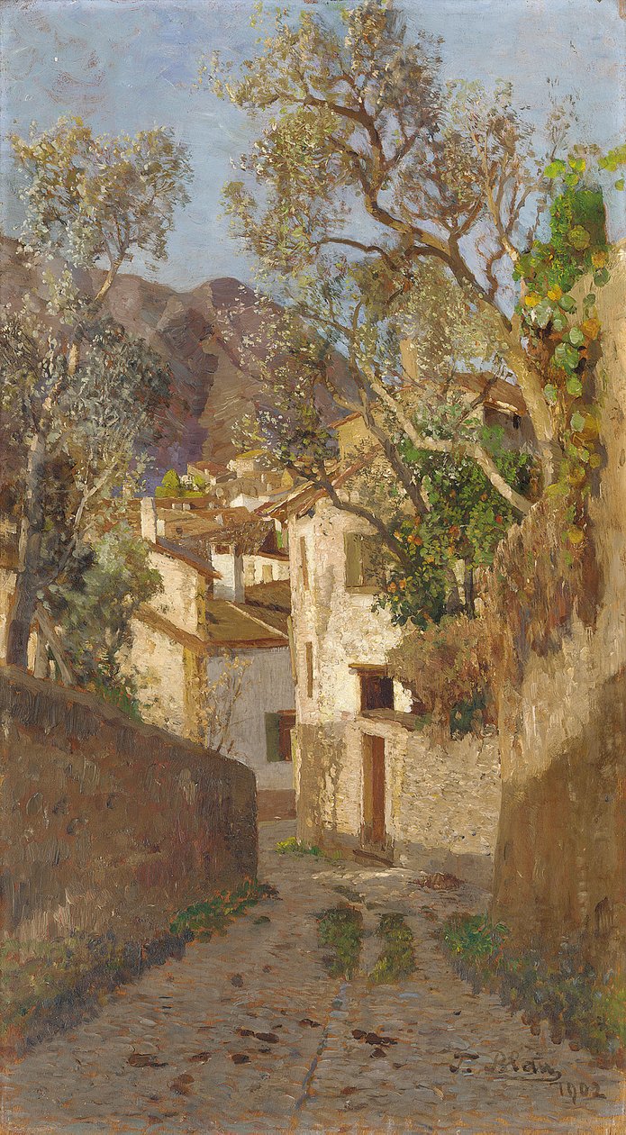 एक छायांकित गाँव की सड़क, 1902 द्वारा टीना ब्लाउ लैंग