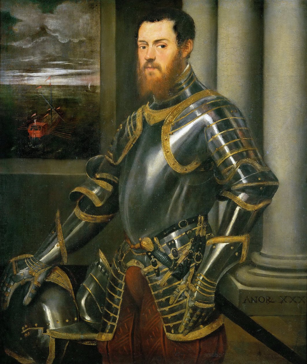 एक सोने की छंटनी हार्नेस में एक आदमी का पोर्ट्रेट द्वारा Tintoretto