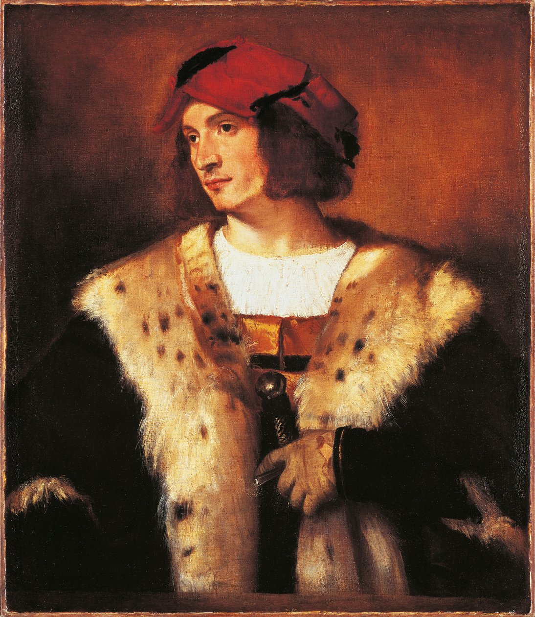 फर के कपड़े पहने युवक का पोर्ट्रेट द्वारा टिटियन (c.1488-1576)