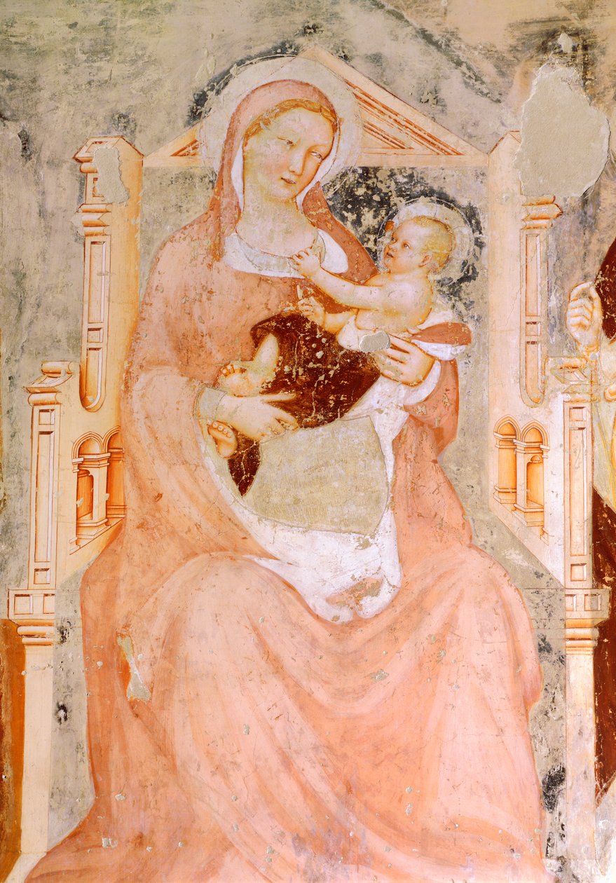 मैडोना एंड चाइल्ड, टॉमासो दा मोडेना (1326-1379), फ्रेस्को, चर्च ऑफ सैन फ्रांसेस्को, ट्रेविसो द्वारा द्वारा टोमासो दा (15वीं शताब्दी के अंत में) मोडेना