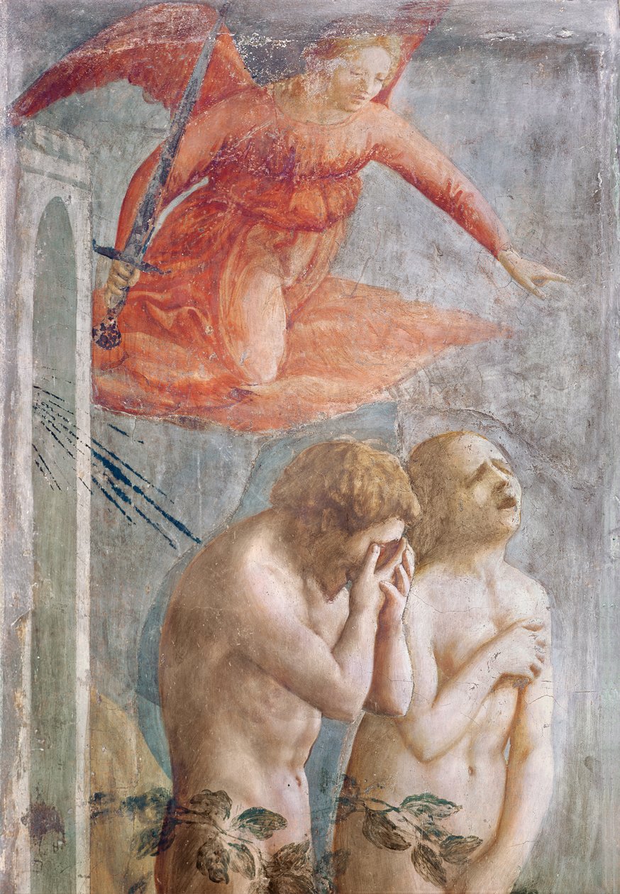 आदम और हव्वा का विवरण स्वर्ग से निर्वासित, c.1427 (फ्रेस्को) (30029 का विवरण) द्वारा टोमासो मासासिओ