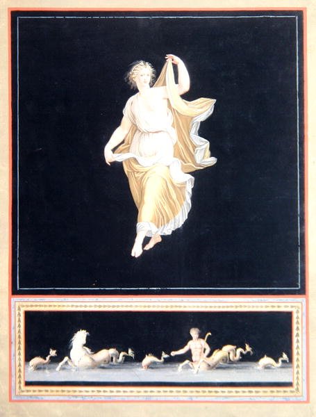 पोम्पियन अलंकारिक पेंटिंग की प्रतिलिपि, एक मनोरम वॉलपेपर डिजाइन, c,1790 द्वारा तोमासो पिरोली