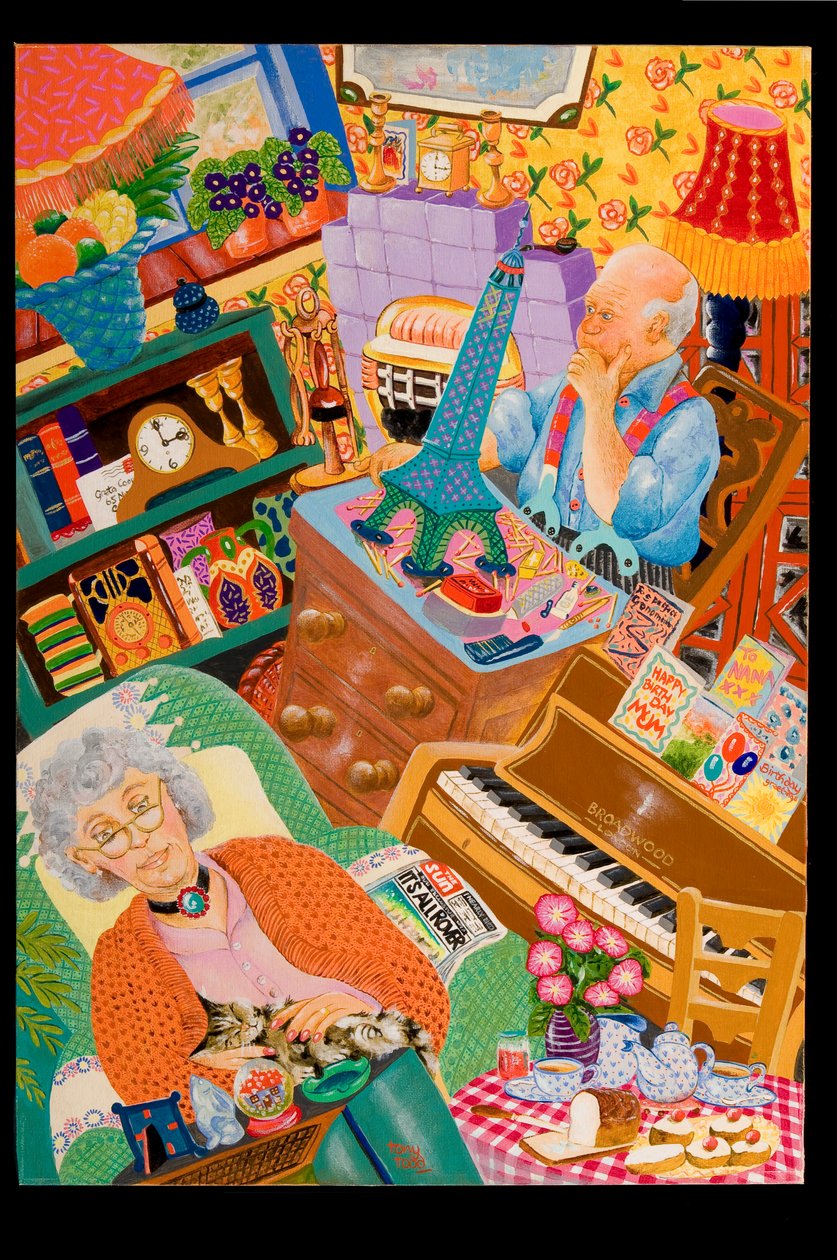 दादी का जन्मदिन, 2010 (बोर्ड पर एक्रिलिक) द्वारा टोनी टोड