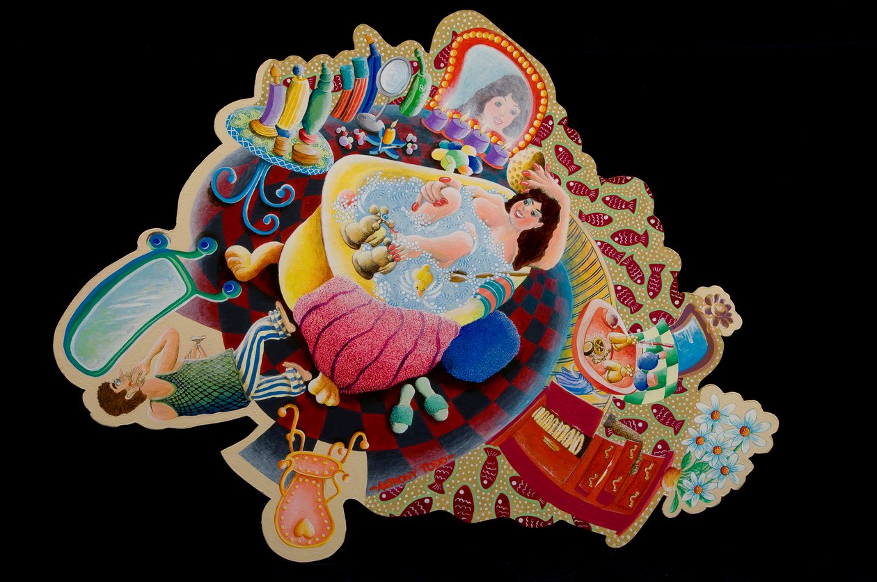 पीला स्नान, 2010 (एक्रिलिक बोर्ड पर) द्वारा टोनी टोड