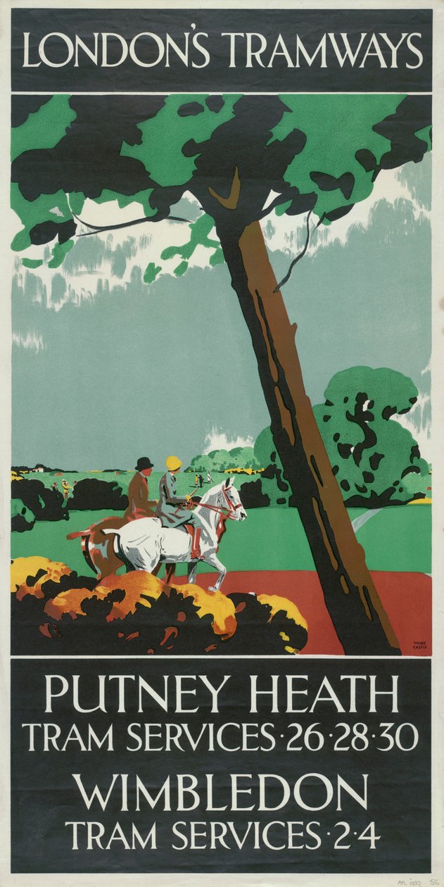'पुटनी हीथ, विंबलडन', लंदन काउंटी काउंसिल एलसीसी ट्रामवेज़ पोस्टर, 1927 द्वारा टोनी कैसल