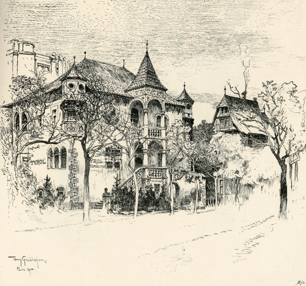 टोनी ग्रुबोहोफर द्वारा चाटेऊ टायरोलन, 1900। द्वारा टोनी ग्रुबोहोफर