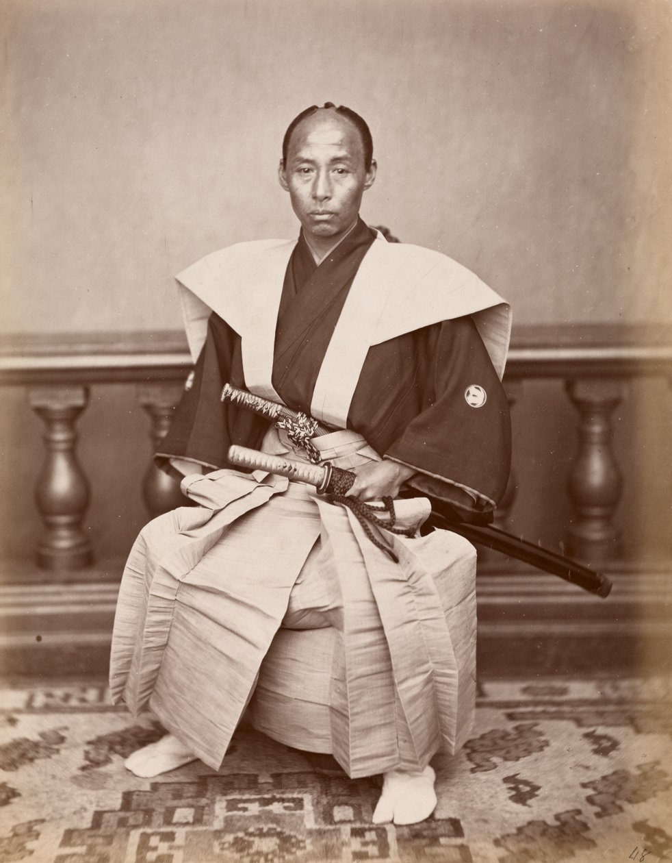 समुराई (हरदा कीची), नागासाकी, जापान, c.1870 (एल्बम प्रिंट) द्वारा उणो हिकोमा