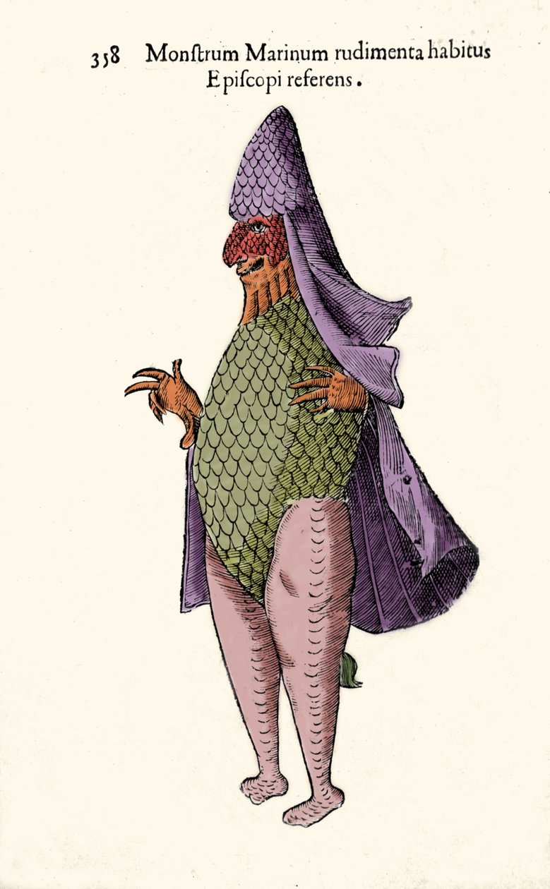 उलिससे एल्ड्रोवंडी (1522-1605), "मॉन्स्टर हिस्ट्री", "बोलोग्ना 1642" द्वारा समुद्र फेवेक, काल्पनिक मछली और समुद्री राक्षस द्वारा उलिससे अल्डरोवंडी