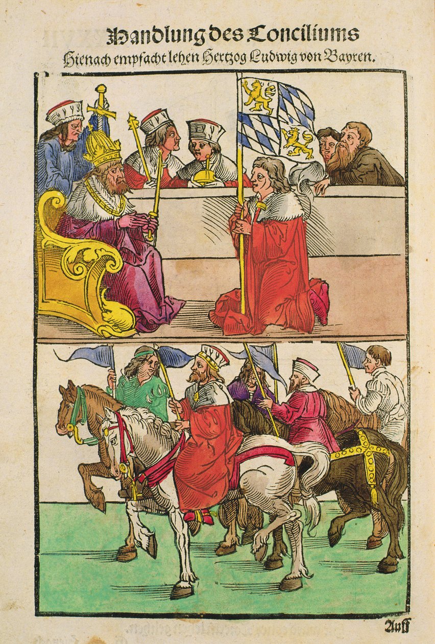 ड्यूक ऑफ बेयर्न को &39;क्रोनिक देस कोन्ज़िल्स वॉन कोन्स्टेनज़&39; की ओर से कौंसिल ऑफ़ कौंसिल में सम्राट से उनके सामंती अधिकार प्राप्त हैं द्वारा उलरिच वॉन रिचेंटल