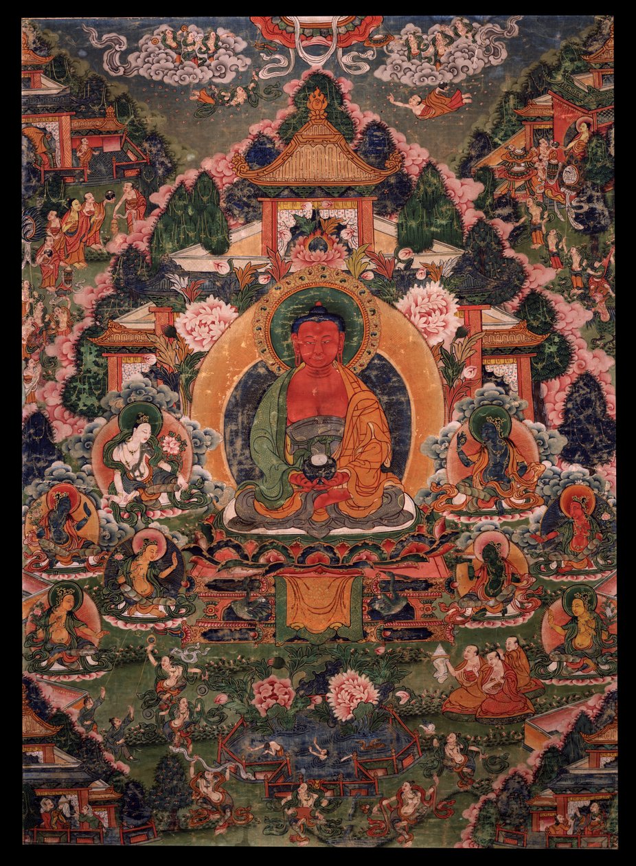 Buddha Amitabha in His Pure Land of Suvakti द्वारा अज्ञात अज्ञात