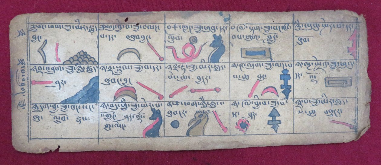 एक महीने के आधे के लिए एरो ज्योतिषीय पंचांग, तिब्बती में एर्सु शाबा चित्र और स्पष्टीकरण के साथ द्वारा अज्ञात अज्ञात