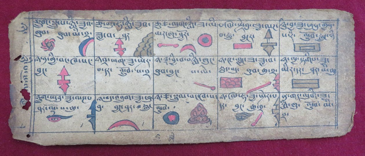 Ersu Shaba चित्र और तिब्बती में स्पष्टीकरण के साथ, 5 वें महीने के आधे के लिए ज्योतिषीय पंचांग द्वारा अज्ञात अज्ञात