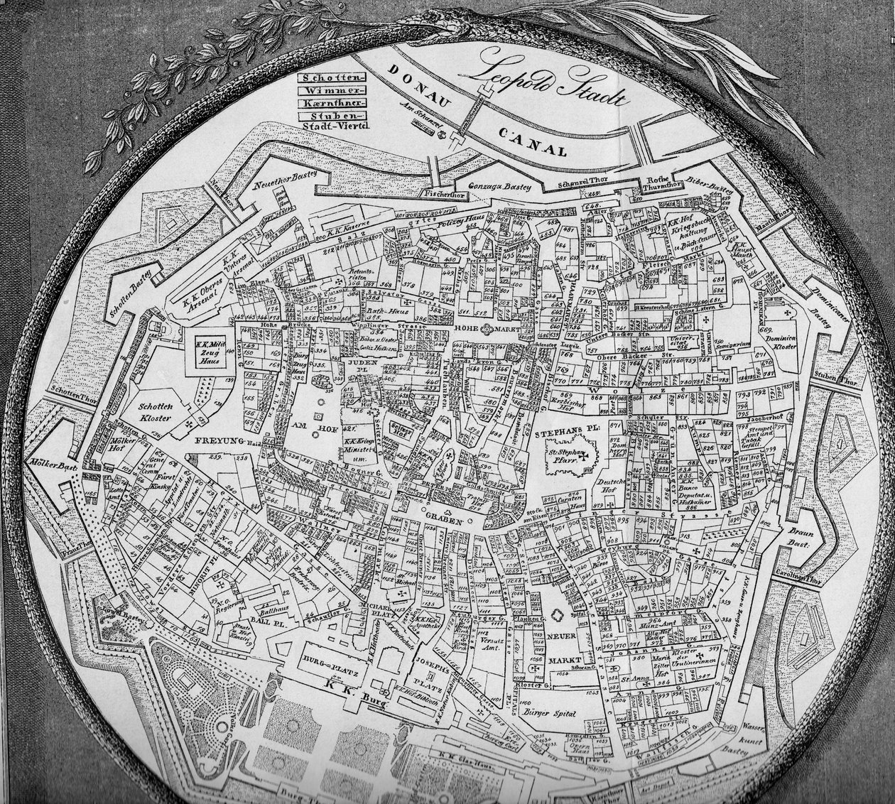 1854 से पहले विनीज़ इनर सिटी की योजना द्वारा अज्ञात अज्ञात