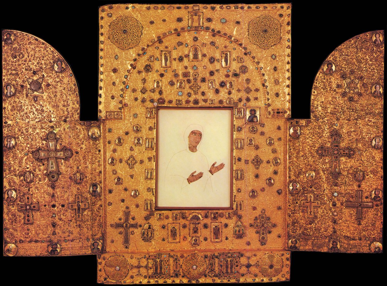 जॉर्जिया में खखुली मठ से वर्जिन मैरी का गोल्डन ट्रिप्टिच द्वारा अज्ञात अज्ञात