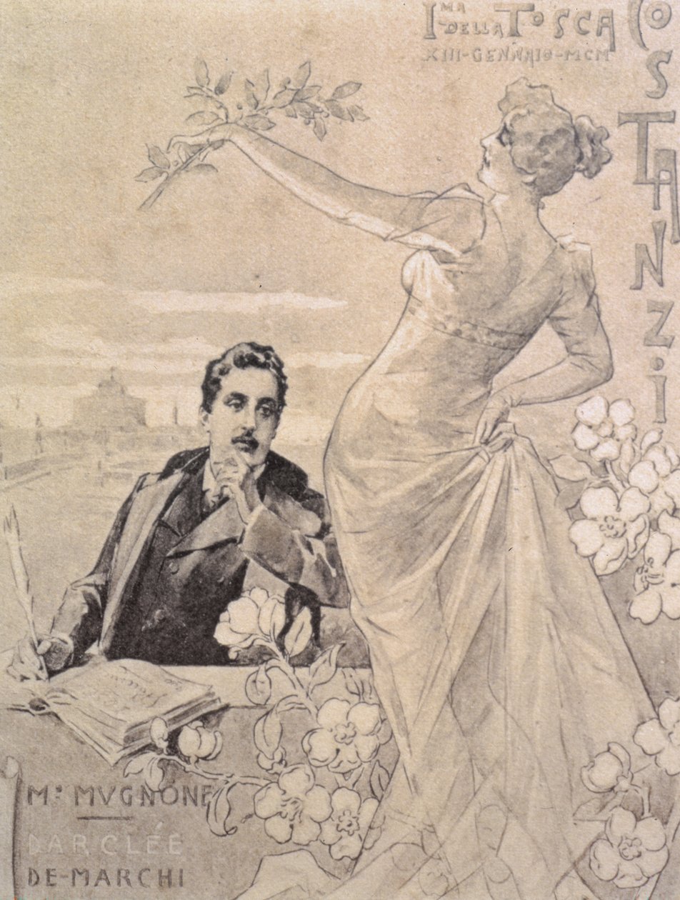 जियाको प्यूकिनी (1858-1924) 1900 द्वारा ओपेरा &39;तोस्का&39; के पहले प्रदर्शन का स्मारक पोस्टकार्ड द्वारा अज्ञात अज्ञात