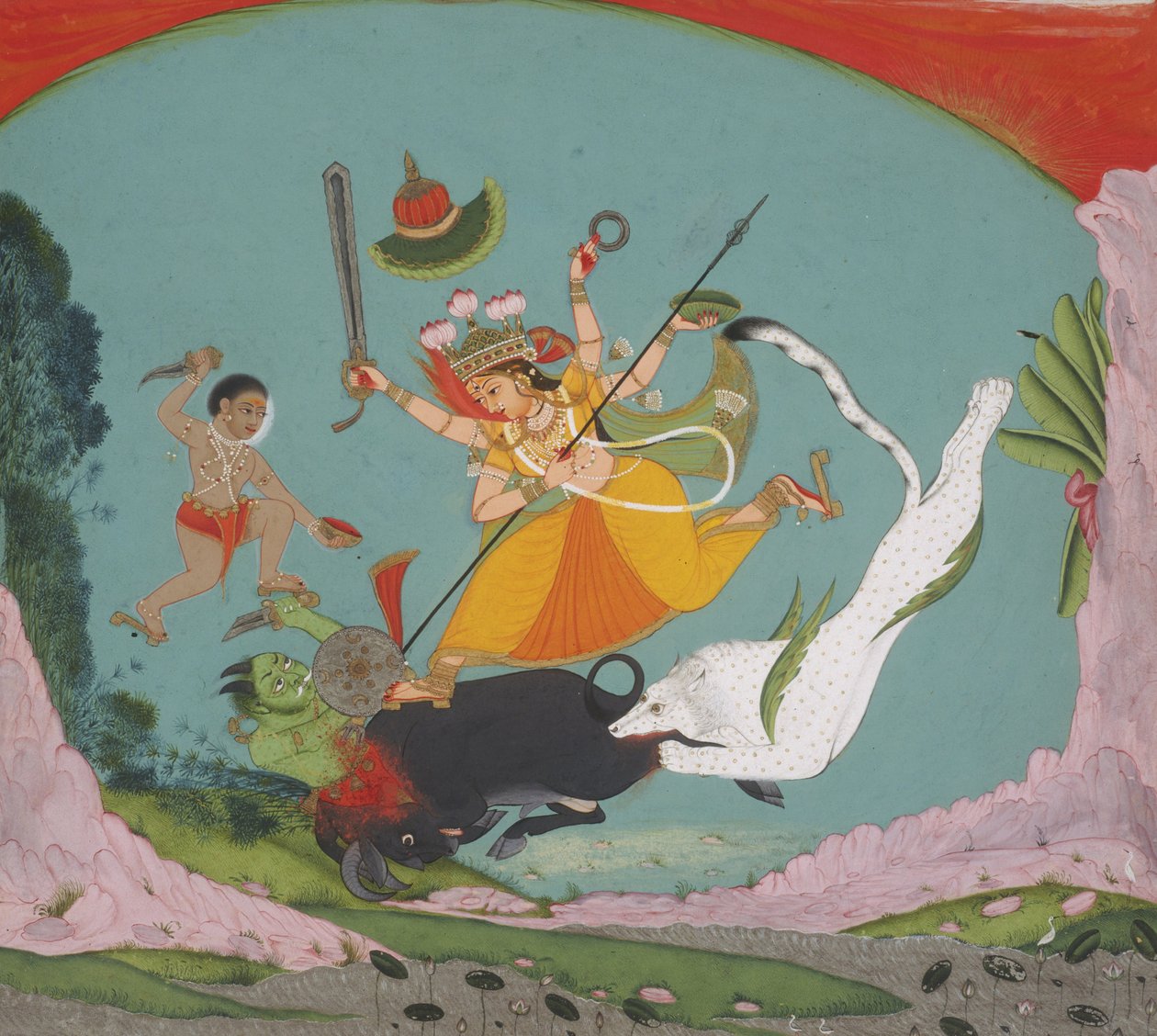 निर्माता अज्ञात, भारत - महान देवी दुर्गा ने भैंस दानव (महिषासुरमर्दिनी) का वध किया द्वारा अज्ञात अज्ञात