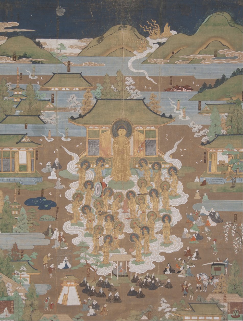 ताईमा मंदिर मंडला: अमिदा ने पश्चिमी स्वर्ग में चोजोहिम का स्वागत किया द्वारा अज्ञात अज्ञात