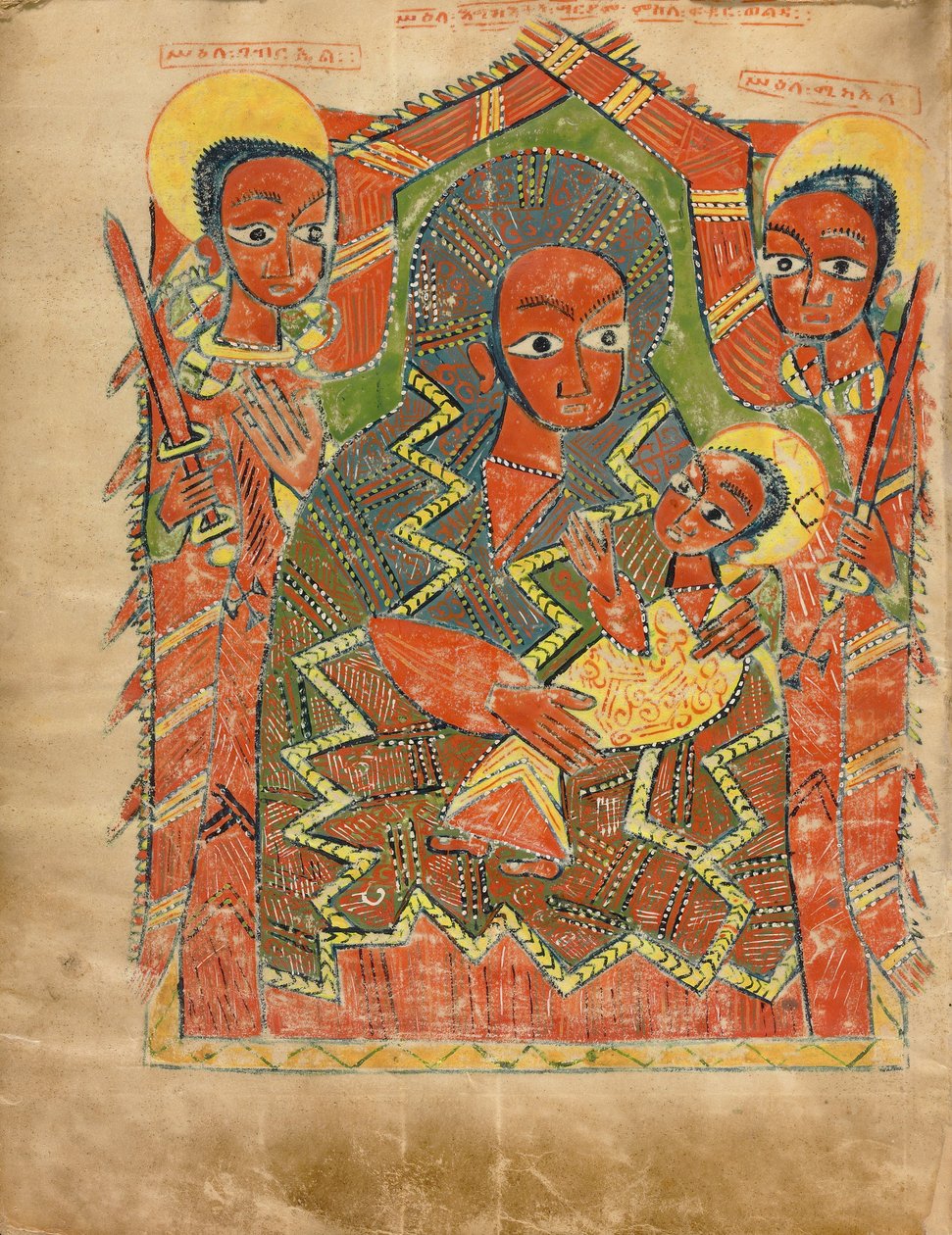 द वर्जिन एंड चाइल्ड विथ द आर्कहेल्स माइकल और गेब्रियल द्वारा अज्ञात अज्ञात