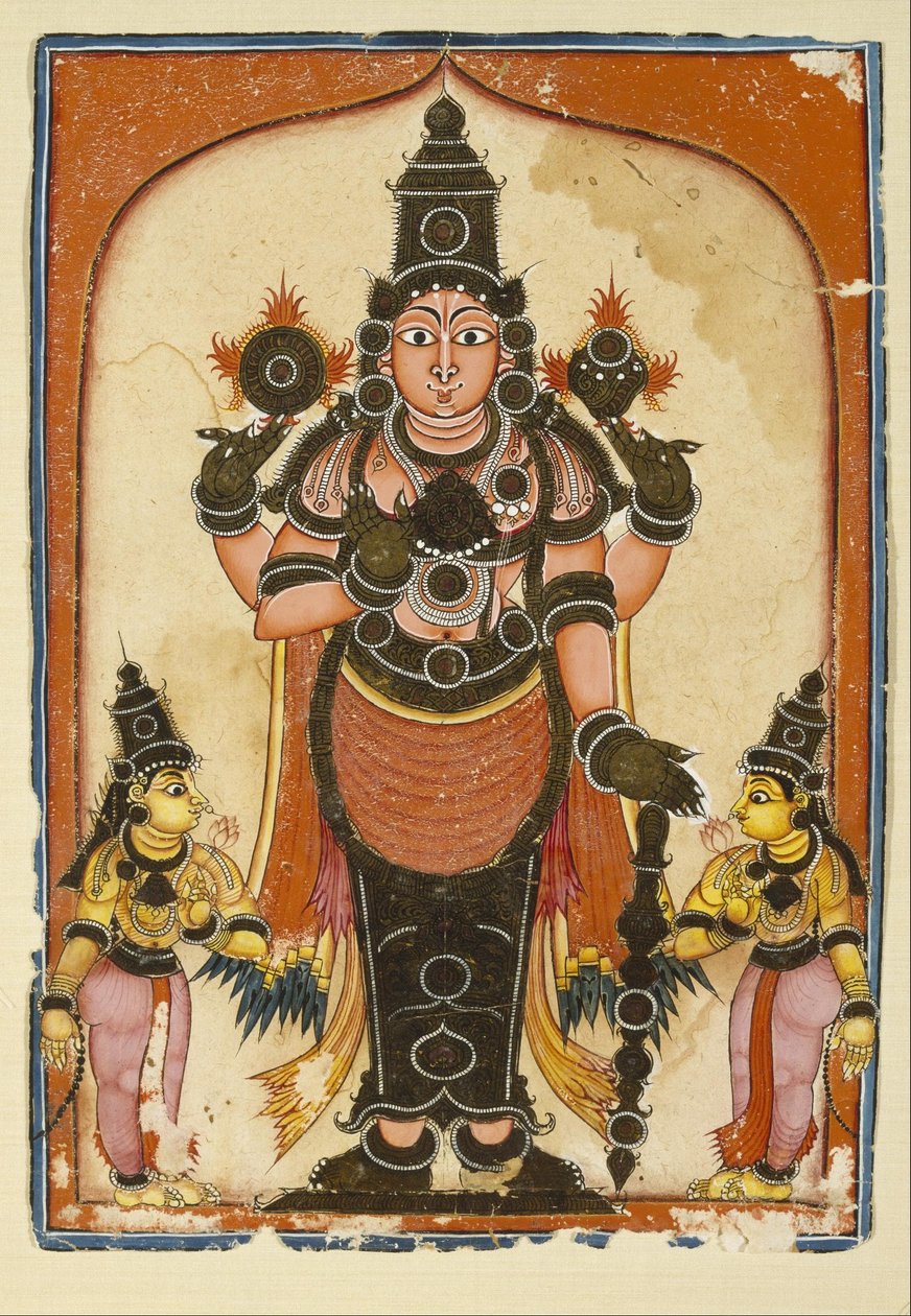 अनजान भारतीय - भगवान विष्णु के साथ दो संस्कारी, श्री देवी और भु देवी द्वारा अज्ञात अज्ञात