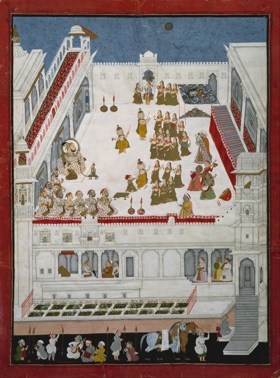 अनजान भारतीय - महाराणा जगत सिंह II और नोबल्स रासलीला नृत्य नाटिकाएँ देखना द्वारा अज्ञात अज्ञात
