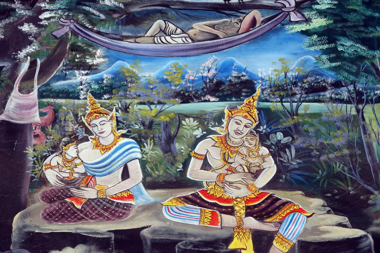 20151029, वियनतियाने, लाओस: वाट इनपेंग बौद्ध मंदिर। शाक्यमुनि बुद्ध की जीवन गाथा को दर्शाती पेंटिंग द्वारा अज्ञात