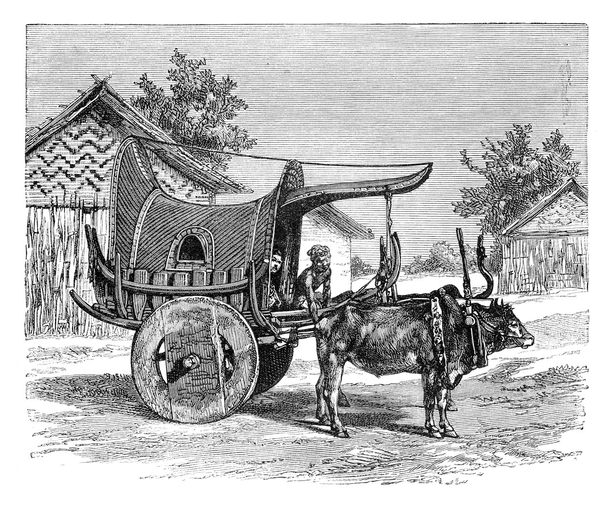 एक बर्मी वैगन, बर्मा म्यांमार, 1895 द्वारा अज्ञात