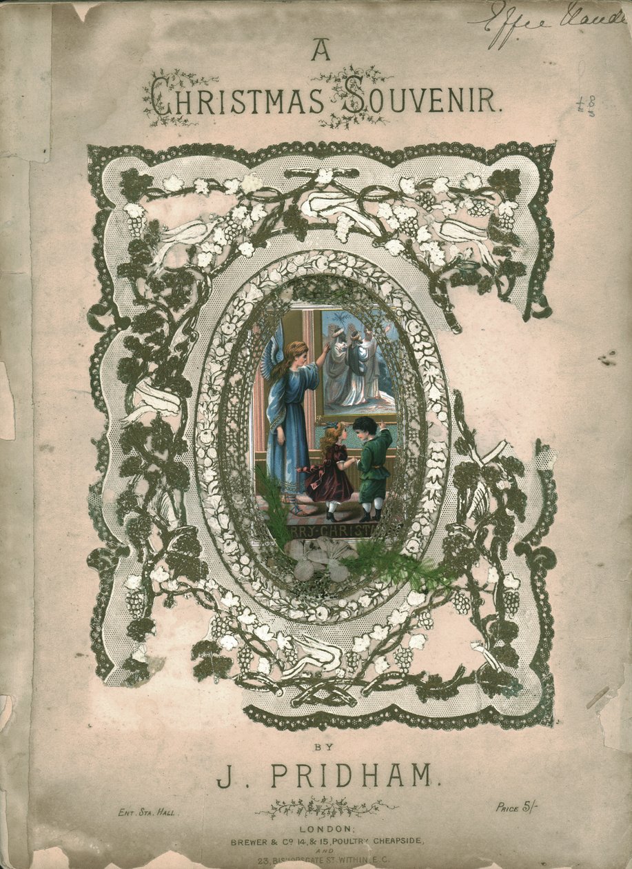 एक क्रिसमस स्मारिका, कवर पेज टू शीट म्यूजिक, c1860s द्वारा अज्ञात
