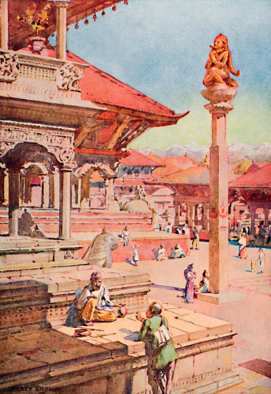 दरबार स्क्वायर, पाटन, नेपाल का एक कोना, 1913 द्वारा अज्ञात