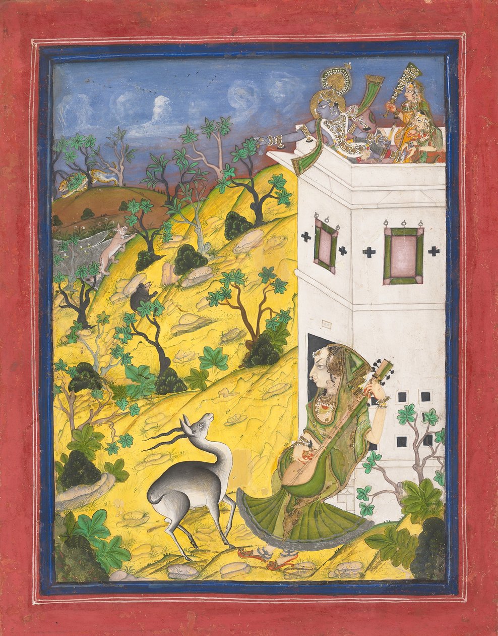 एक महिला संगीतकार एक एंटेलोप का उच्चारण करती है, ca. 1825। द्वारा अज्ञात