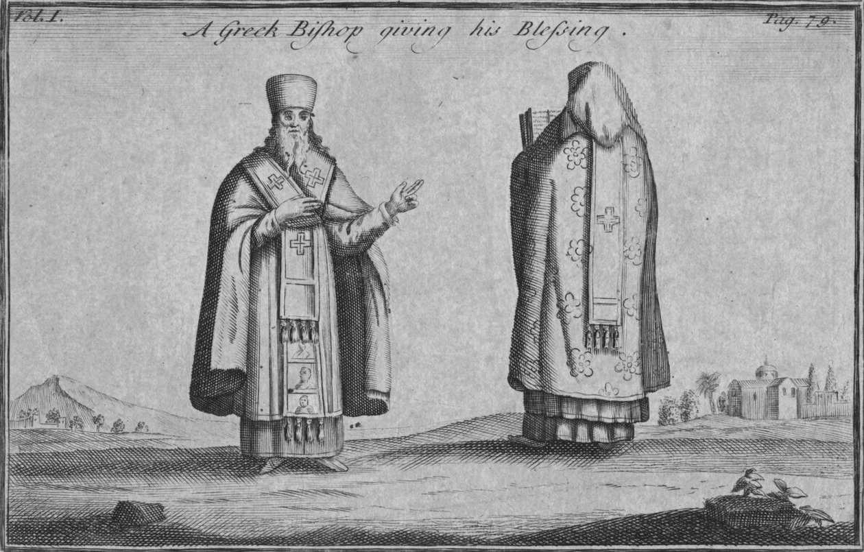 एक ग्रीक बिशप ने अपना आशीर्वाद दिया, c1761 द्वारा अज्ञात