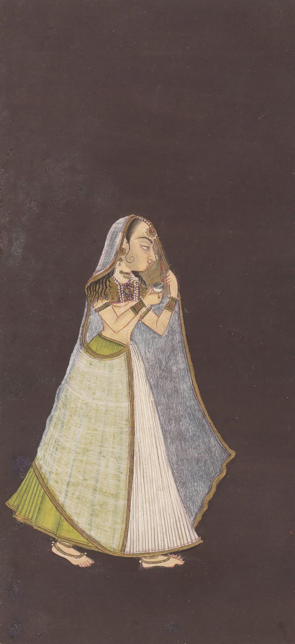 एक लेडी रात में एक तेल लैंप पकड़े, चलना। 1725। द्वारा अज्ञात
