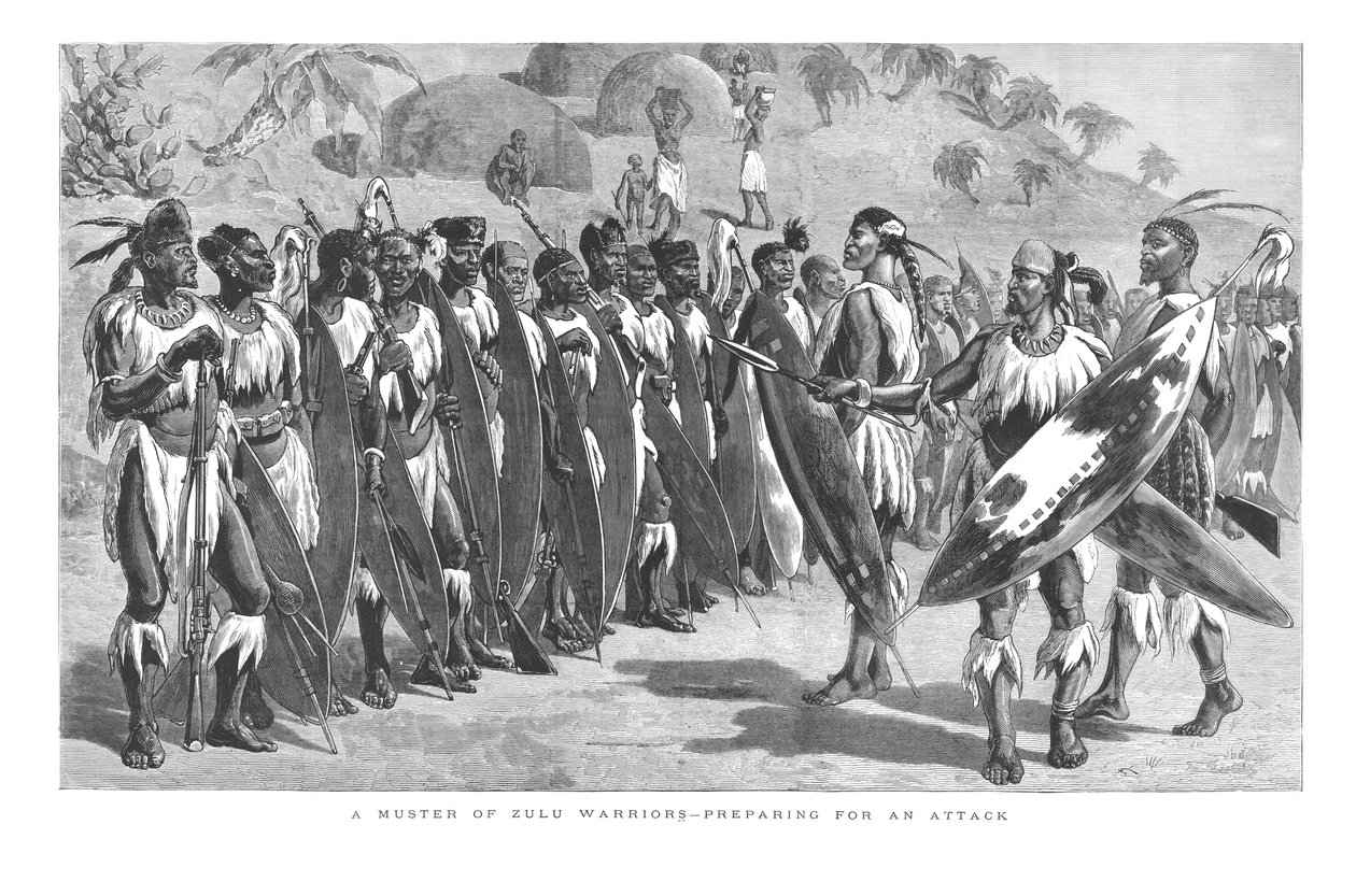 ए मस्टर ऑफ़ ज़ुलु वॉरियर्स - ए प्रिपरेशन फ़ॉर अ अटैक।, 1879 द्वारा अज्ञात