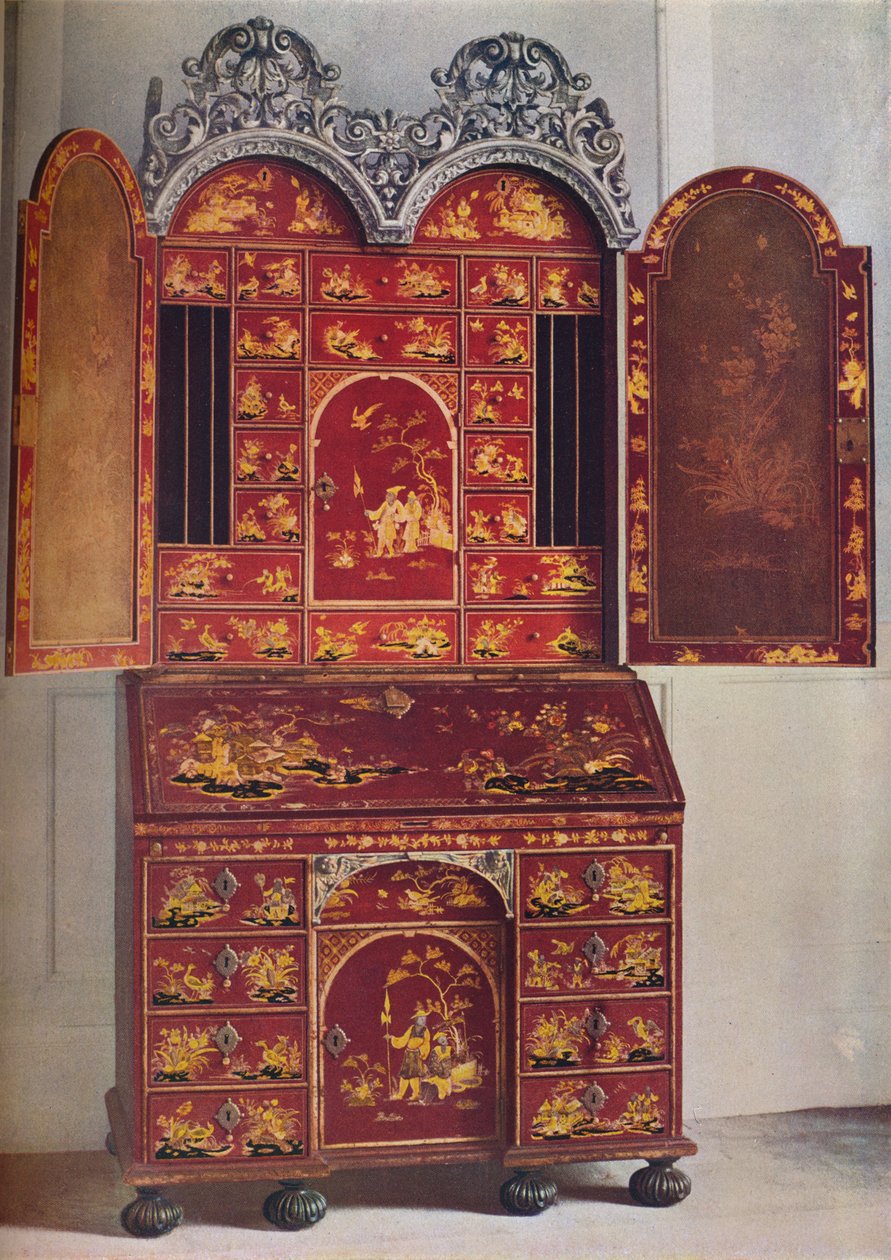 एक लाल लाख कैबिनेट, c1685, 1936 द्वारा अज्ञात
