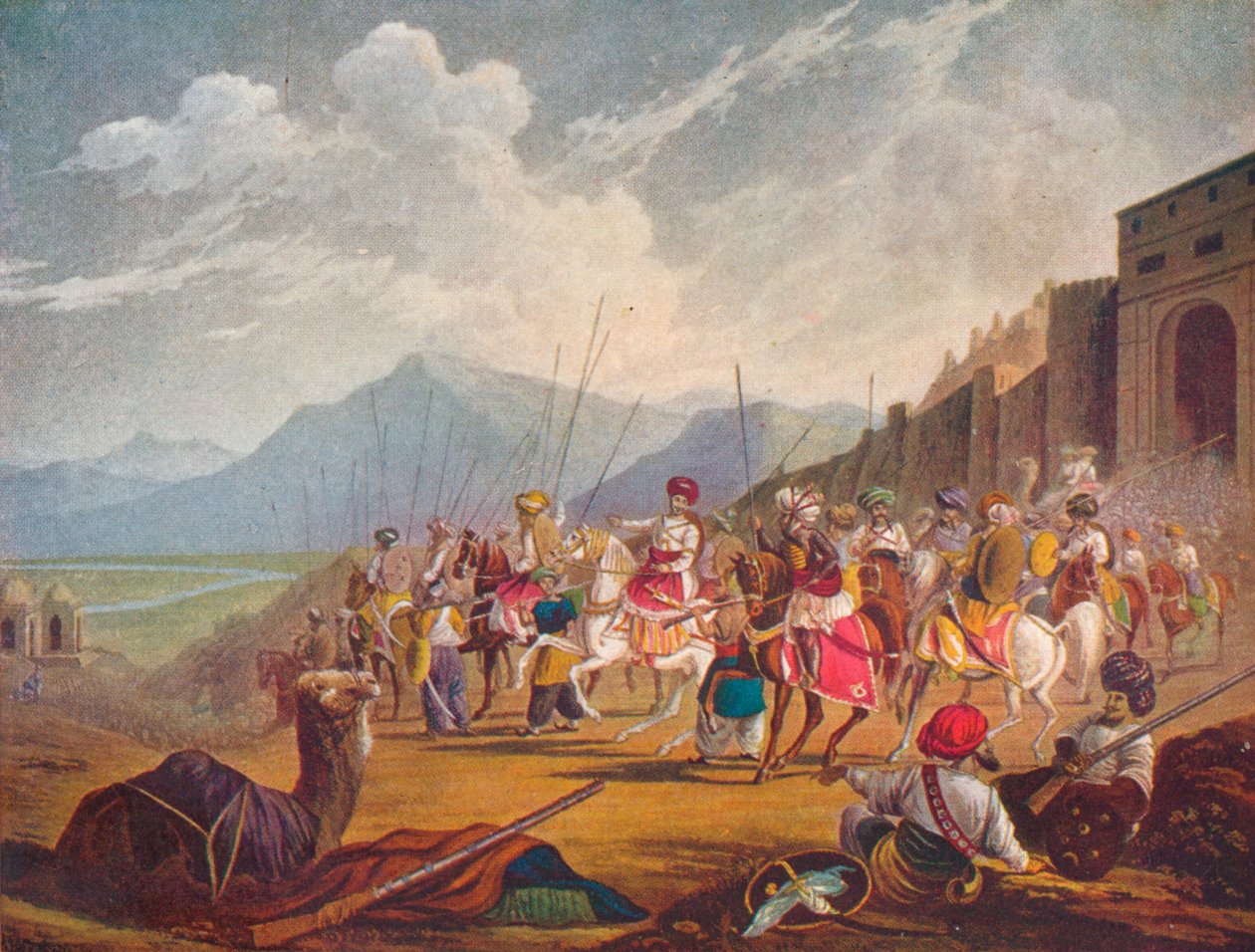 1908 के अपने जागीरदारों के साथ पश्चिमी भारत का एक शासक राजकुमार द्वारा अज्ञात