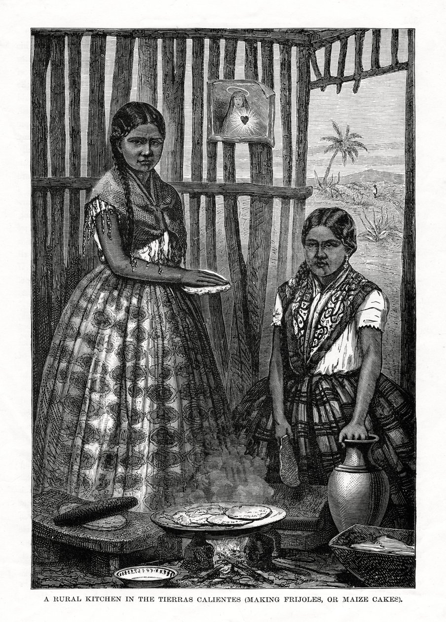 1877 में मेक्सिको के टिएरस कैलिएन्स में एक ग्रामीण रसोई द्वारा अज्ञात