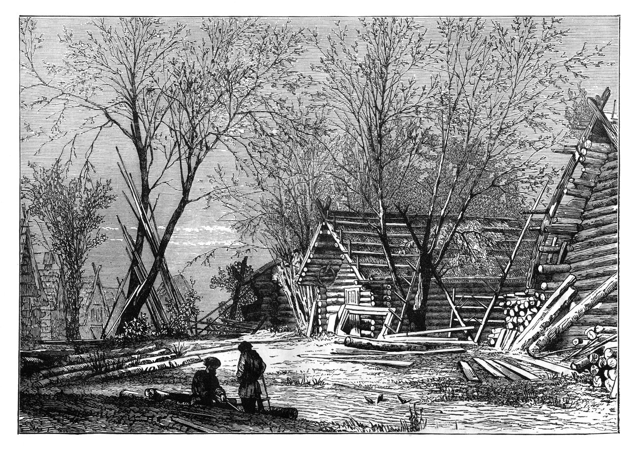 वोल्गा के किनारे एक रूसी गांव, c1890 द्वारा अज्ञात