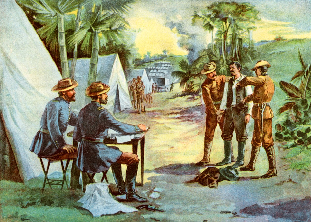 शिविर में एक स्पेनिश जासूस, स्पेनिश-अमेरिकी युद्ध, 1898 द्वारा अज्ञात