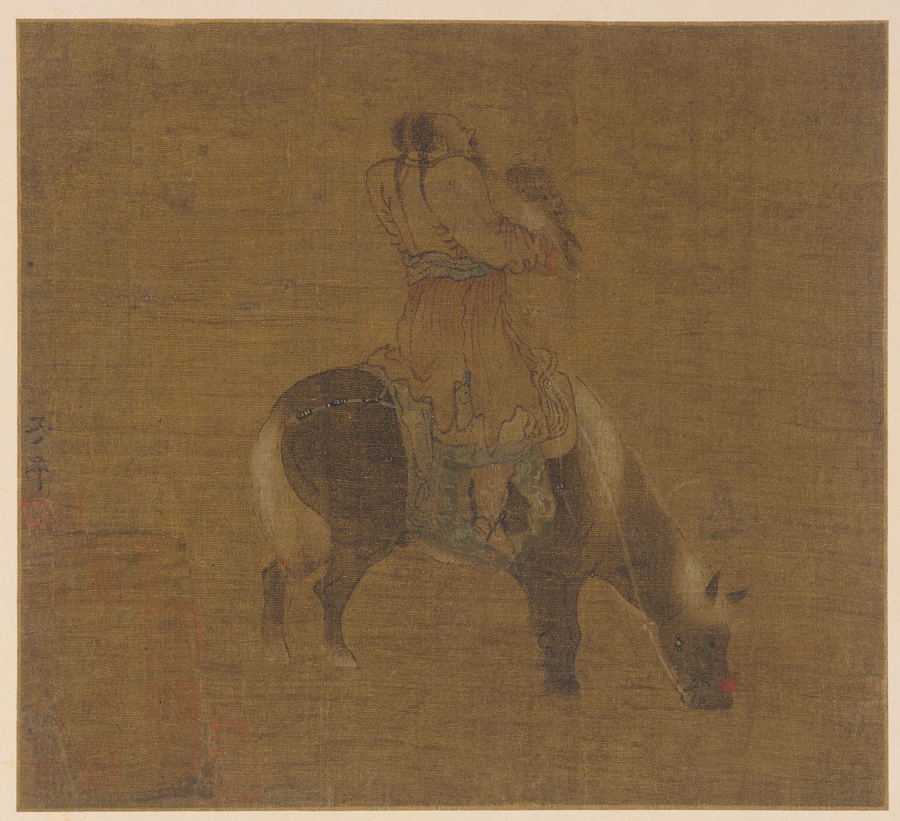 बाज़ के साथ एक टार्टर घुड़सवार, मिंग राजवंश, 1368-1644। द्वारा अज्ञात