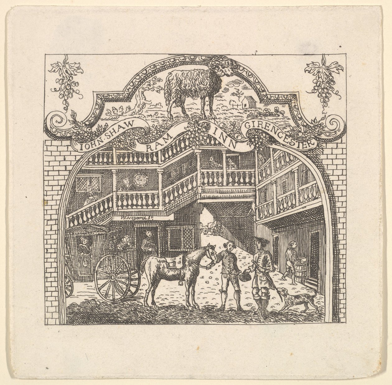 जॉन शॉ के लिए एक टैवर्न कार्ड, 1790। द्वारा अज्ञात