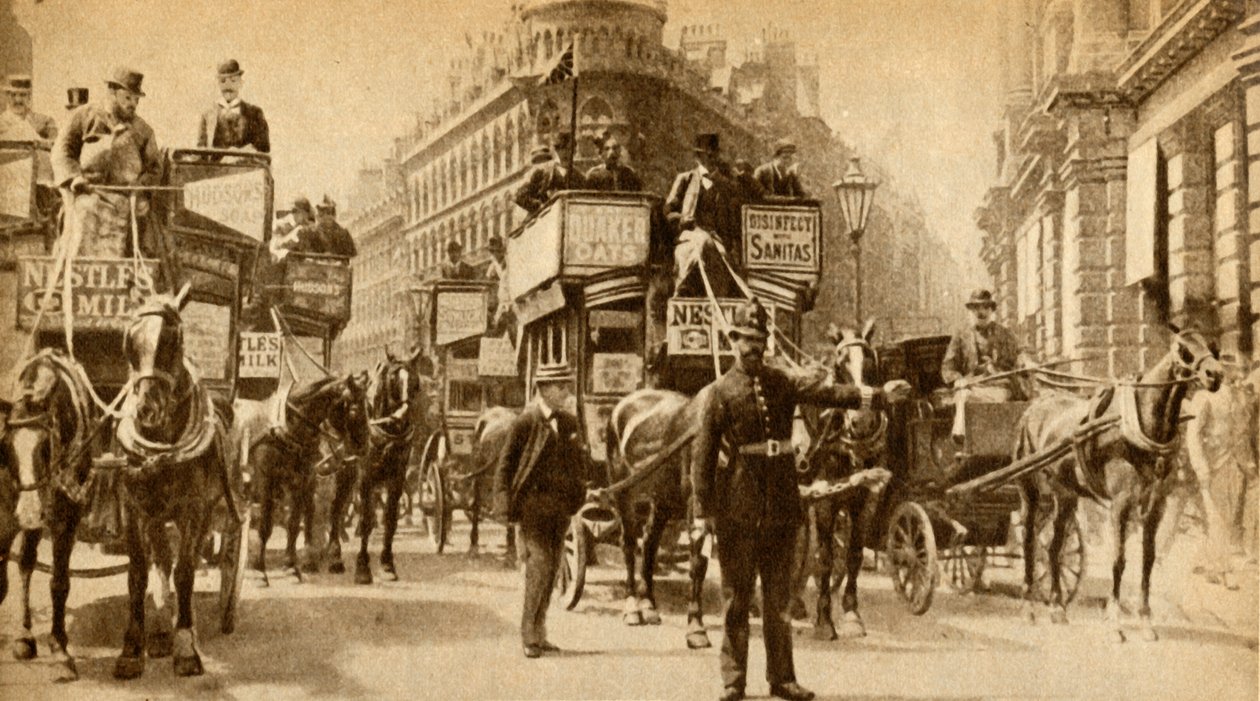 1900 में एक ट्रैफिक ब्लॉक - 1933 में मेंशन हाउस के बाहर एक दृश्य। द्वारा अज्ञात