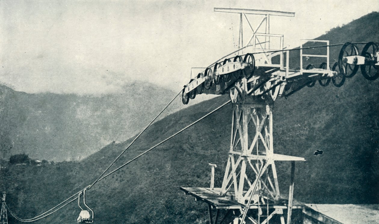रोप रेलवे, या रोपवे, 1922 पर एक दृश्य। द्वारा अज्ञात