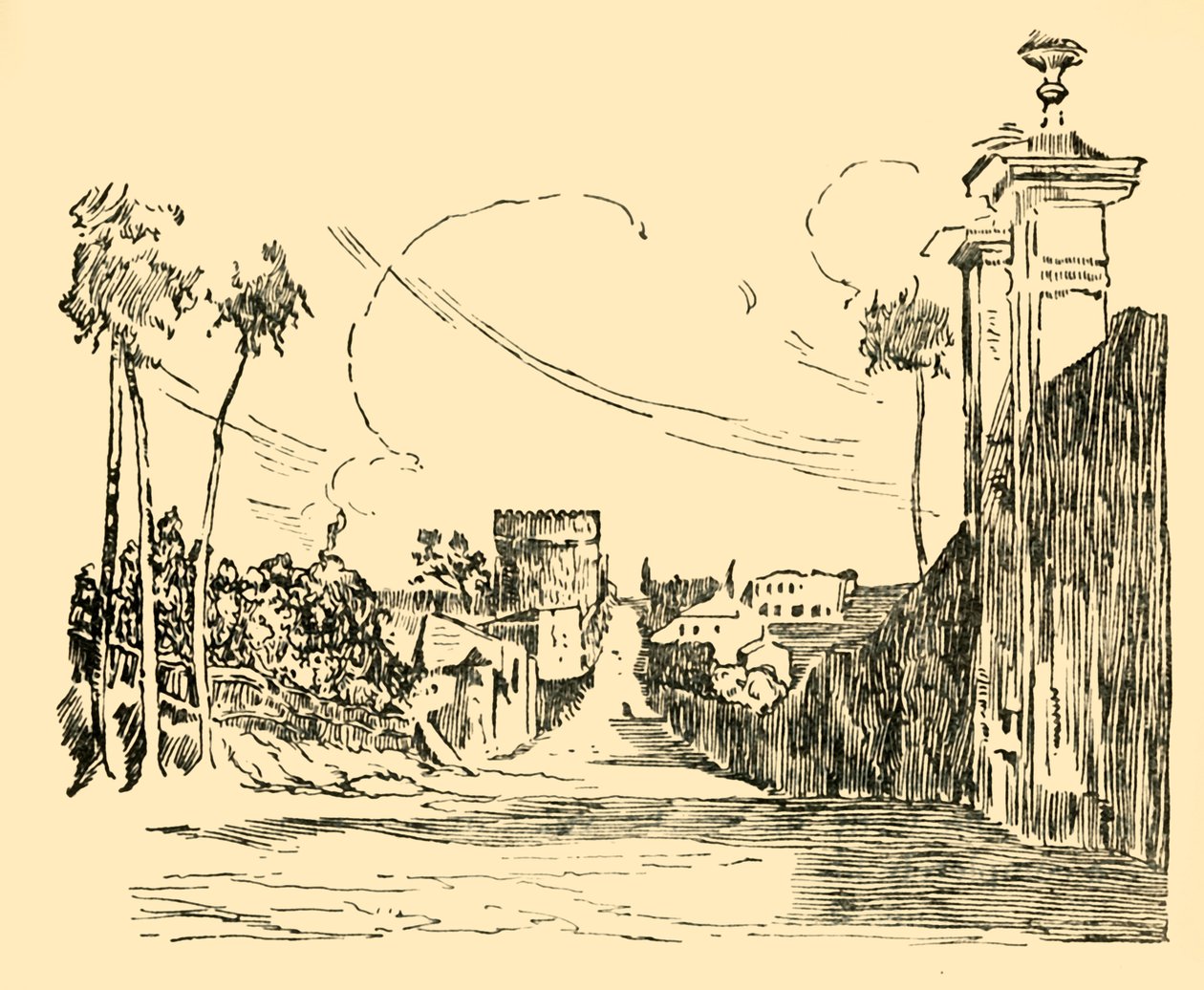 एपियन वे पर एक दृश्य जैसा कि यह दिवस है, c1930। द्वारा अज्ञात
