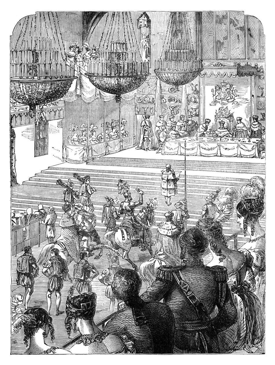वेस्टमिंस्टर हॉल में किंग जॉर्ज IV, 1821 c1895 के राज्याभिषेक का जश्न मनाते हुए एक भोज द्वारा अज्ञात