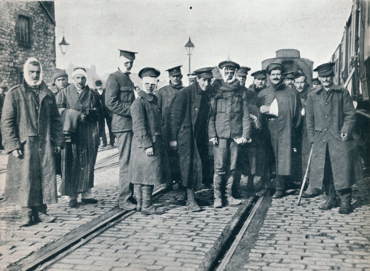 एक फ्रांसीसी रेलवे स्टेशन, 1915 में न्युवे चैपले का एक जख्म घायल हो गया द्वारा अज्ञात